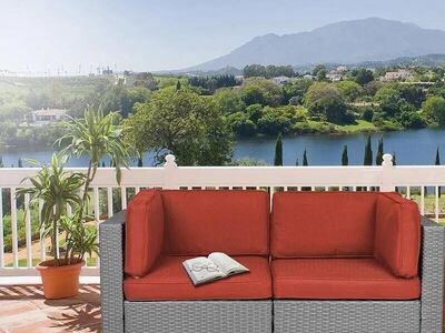 Wide 2 Seater Wicker with Cushions