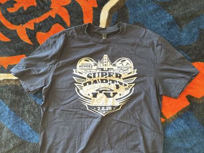 Wendover Nugget & Red Garter Super Party IX T-Shirt - Blue Cotton Graphic Tee - Size L
