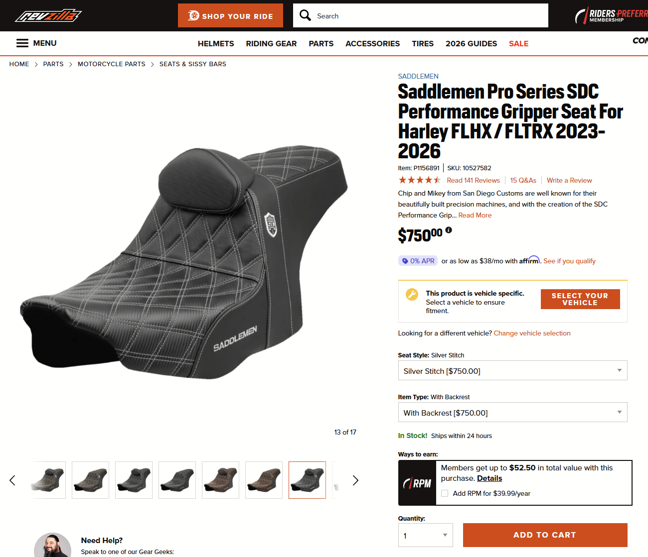 SDC SADDLEMAN PRO SERIES SEAT with BACK REST (NEW) 2024 ROAD-GLIDE