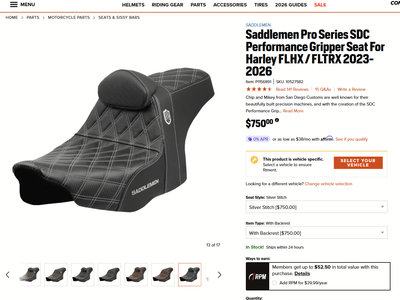SDC SADDLEMAN PRO SERIES SEAT with BACK REST (NEW) 2024 ROAD-GLIDE