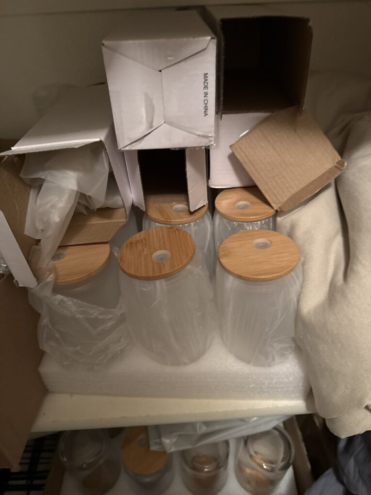 Glass Tumbler With Bamboo Lid-New 16 Oz