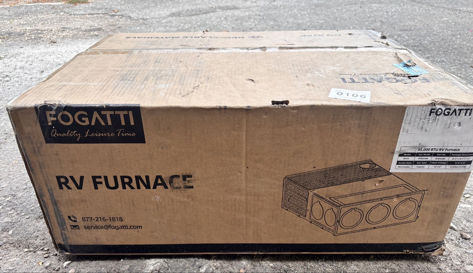 Fogatti 35,000 BTU RV Furnace Model RF035 - Propane DC 12V