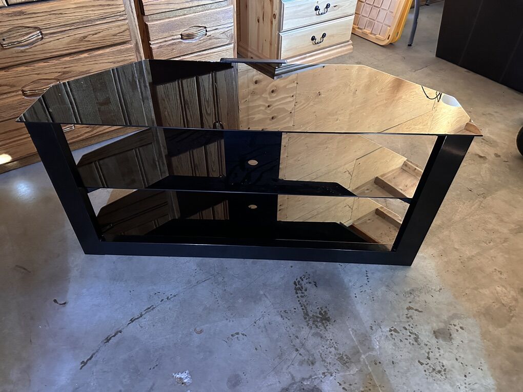 Black Glass TV Stand / Entertainment Console