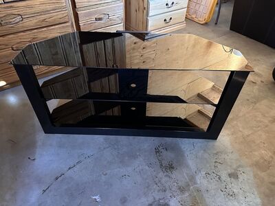 Black Glass TV Stand / Entertainment Console