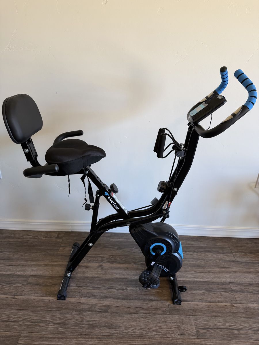 Birdfeel Recumbent Exercise Bike - Foldable Stationary Cycle with Resistance Bands & Digital Monitor