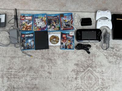 Nintendo Wii U 32GB Black Console Bundle with 6 Games & 2 Controllers