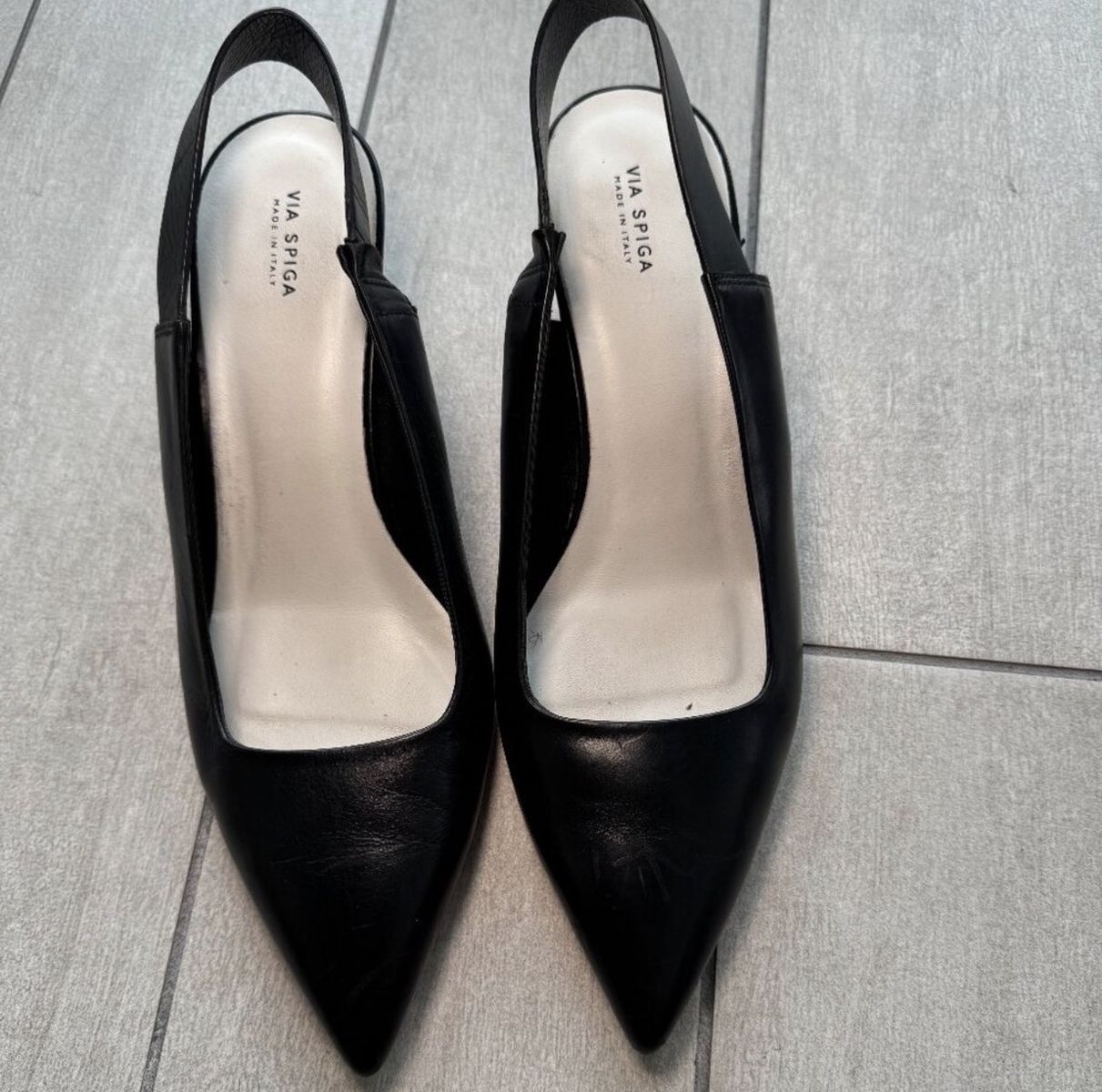 Via Spiga Black Slingback Leather Heels