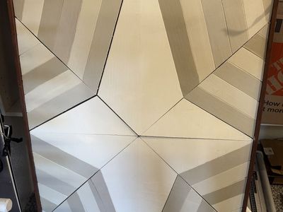 Geometric Wood Wall Art - Modern Wooden Panel in White & Gray Tones