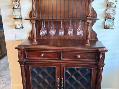 Beautiful Mahogany Cabinet Hutch and Wine Rack