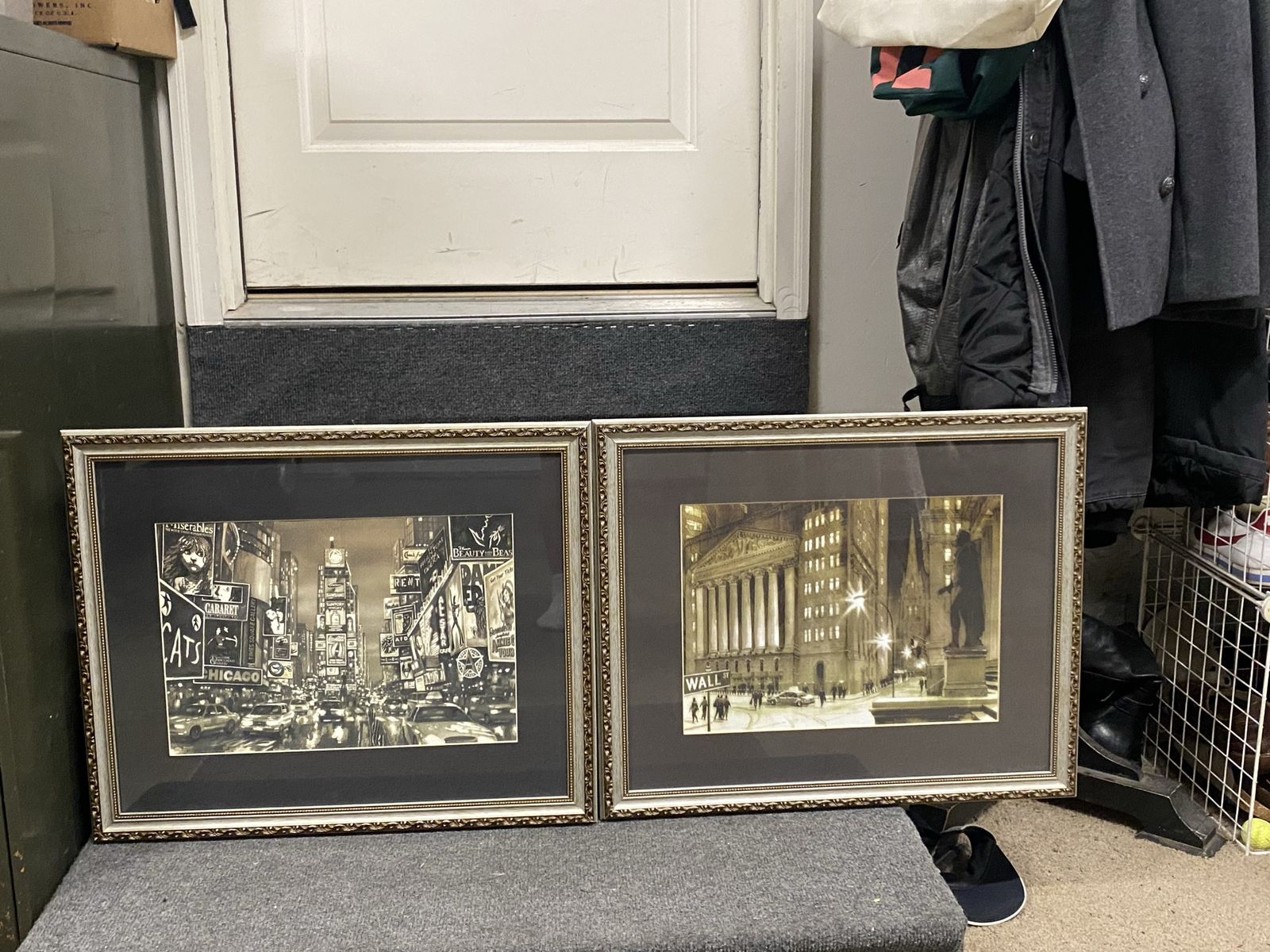 Framed Black & White Prints - Times Square & Wall Street - NYC Art Decor Set of 2