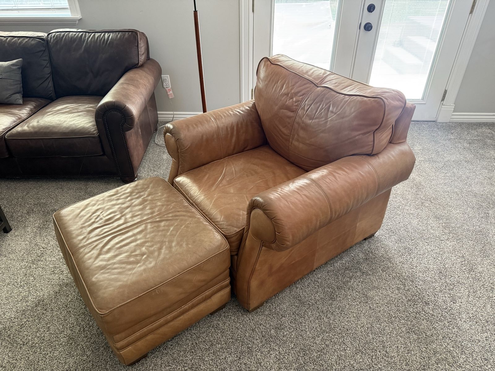 Leather Chair and Ottoman