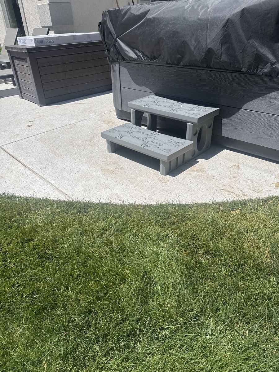 Gray 2-Step Hot Tub Stairs - 32" Wide with Non-Slip Treads