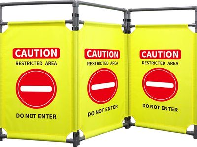 NEW 3 Panels Safety Barricade 5.8FT Foldable Security Sign Barrier Gate with Heavy Duty PVC Frame (Yellow-1)