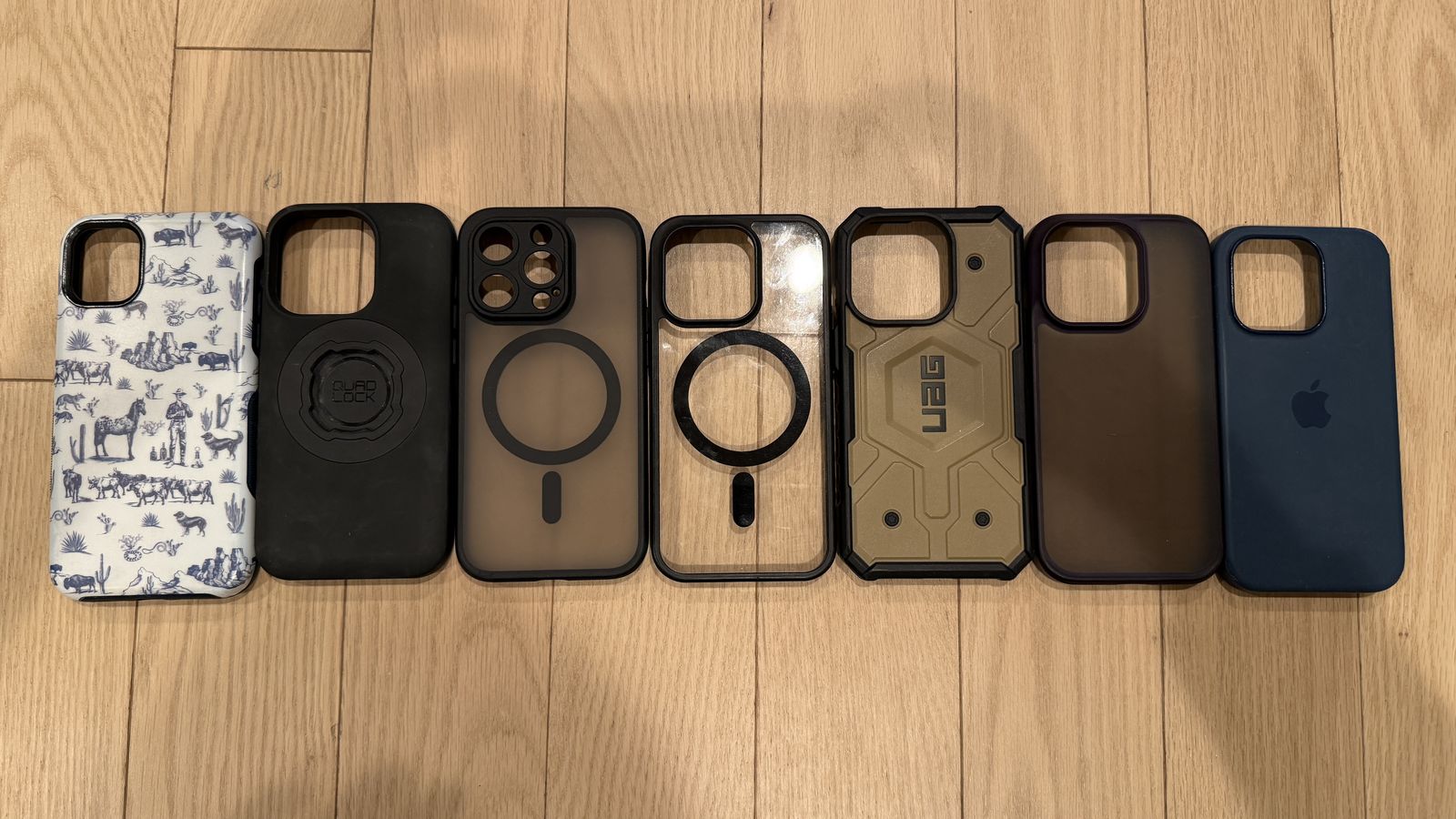 7 gently used iPhone cases, various sizes