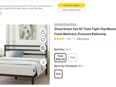Zinus 10 inch green tea cooling gel memory foam mattress - Full size