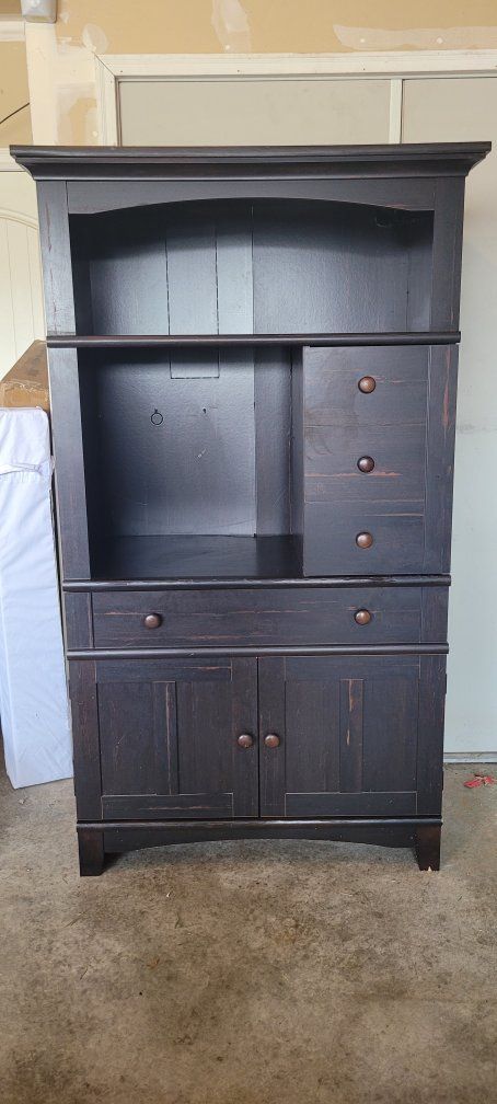 Rustic Dark Wood Entertainment Center Armoire 68"x40"
