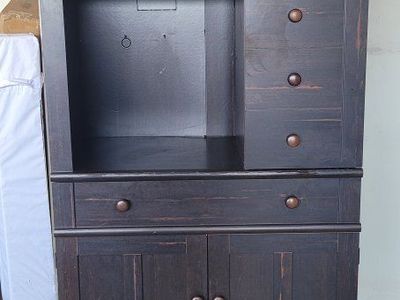 Rustic Dark Wood Entertainment Center Armoire 68"x40"