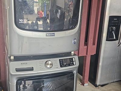 Maytag Stackable Front-Load Washer and Dryer Set - Metallic Slate/Silver