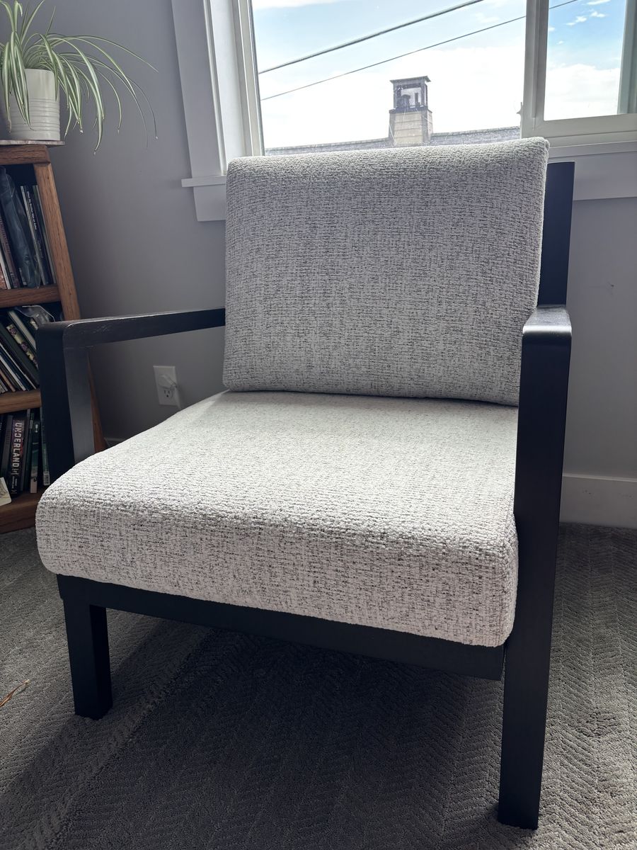Brand new - World Market Delaney Acacia Wood Upholstered Chair