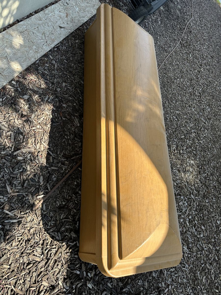 Vintage Fiberglass Casket Vault Prop / Decorative Oak Style Coffin