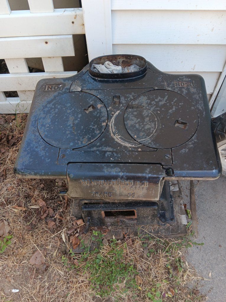 Vintage Crane Co. No. 3 Cast Iron Stove - Antique Wood Burning Stove