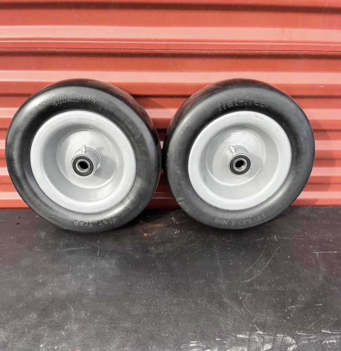 Brand New Set of Two Front Riding Mower Tires With Greasable Wheels