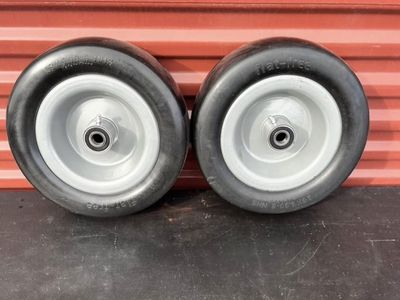 Brand New Set of Two Front Riding Mower Tires With Greasable Wheels