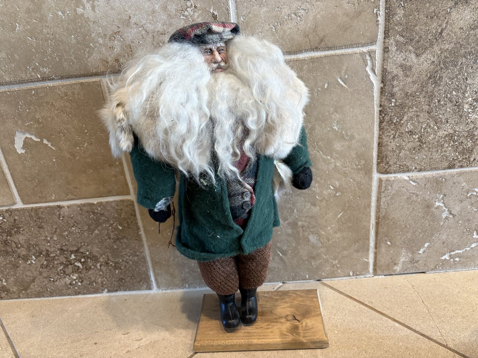 Vintage Father Christmas w/ Huge Beard & Real Fur Pelt