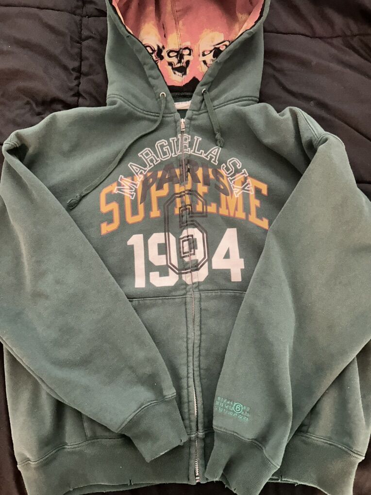 Supreme x MM6 Maison Margiela Green Zip-Up Hoodie