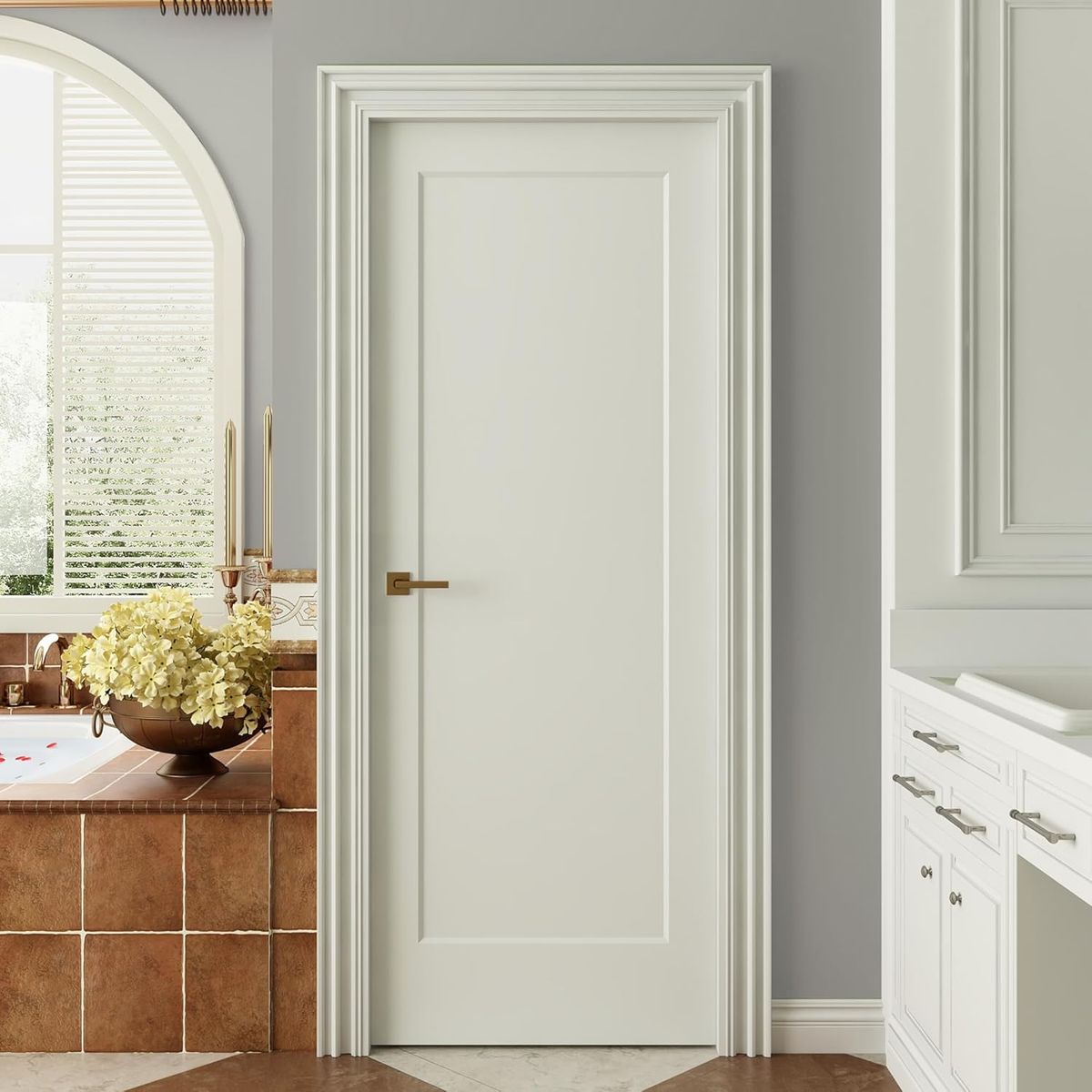 JUBEST 36"x80" 1-Panel Shaker Style White Primed Hollow Core Interior Molded Door Slab (5 available)