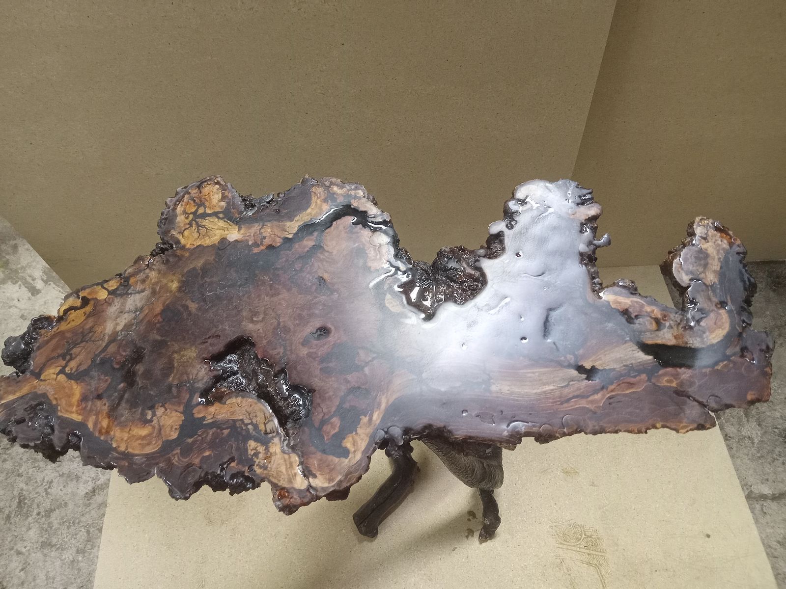 Live edge burl maple side table