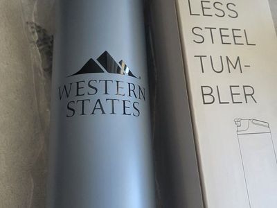 Western States 20.9oz Stainless Steel Tumbler with Threaded Lid & Carrying Handle, New