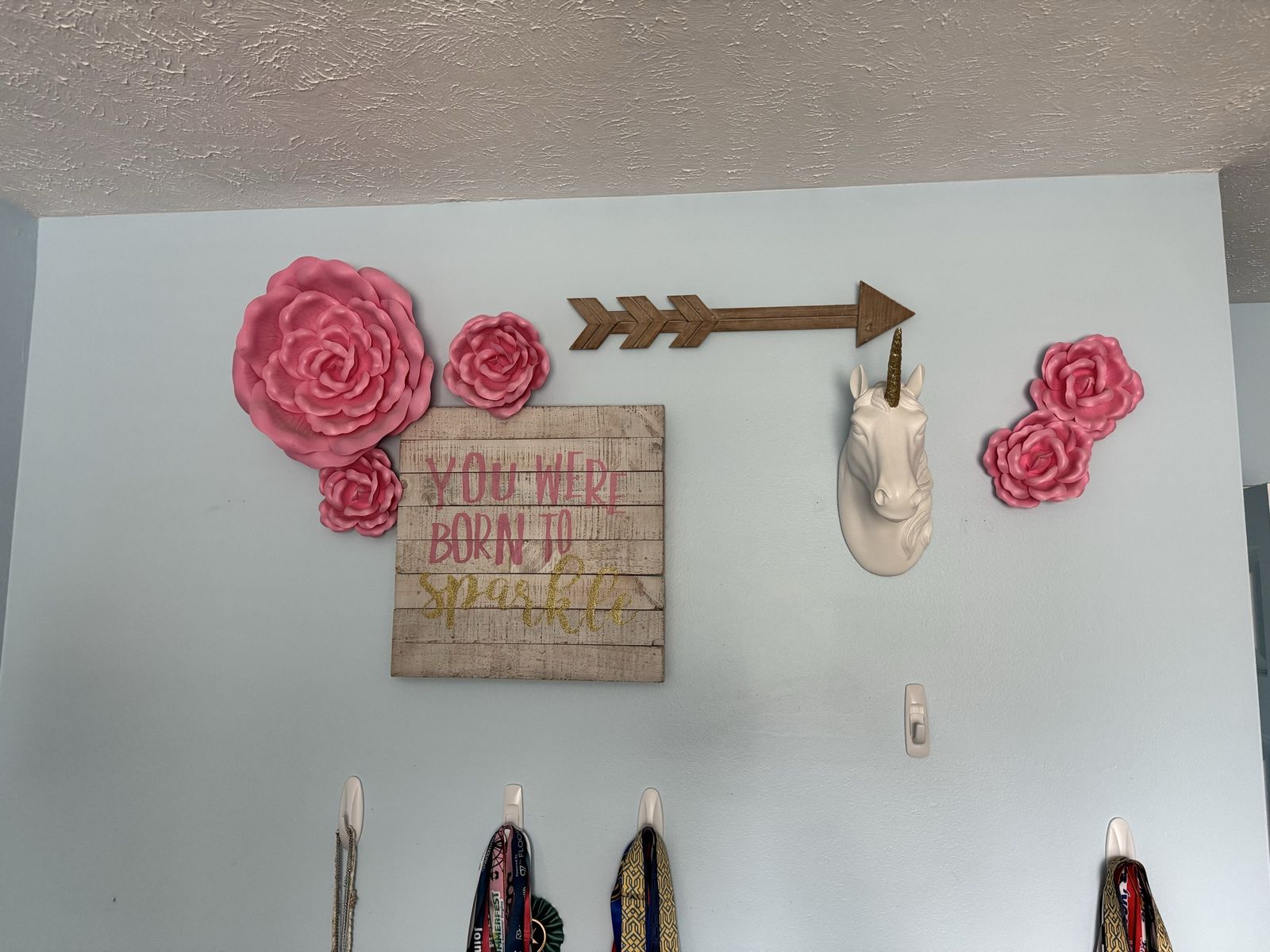 Little Girl Bedroom Decor Unicorn, Pink Flowers