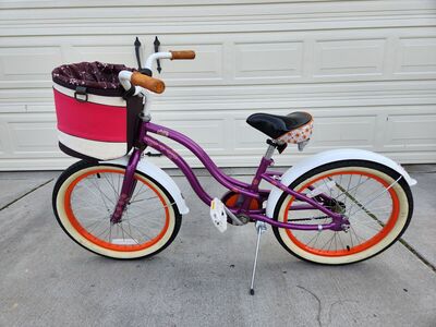 Raleigh Retro 20 Inch Kids Girls Cruiser Bike w/ Basket