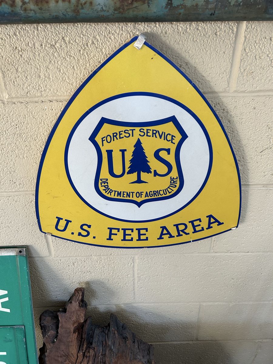 Vintage U.S. Forest Service U.S. Fee Area Sign - Collectible Advertising Memorabilia