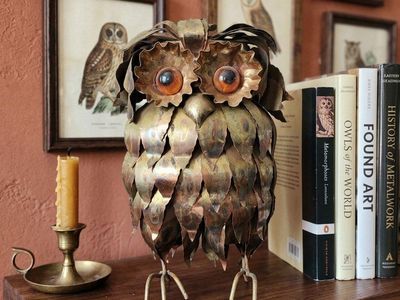 Vintage Brutalist Metal Owl | Mid Century