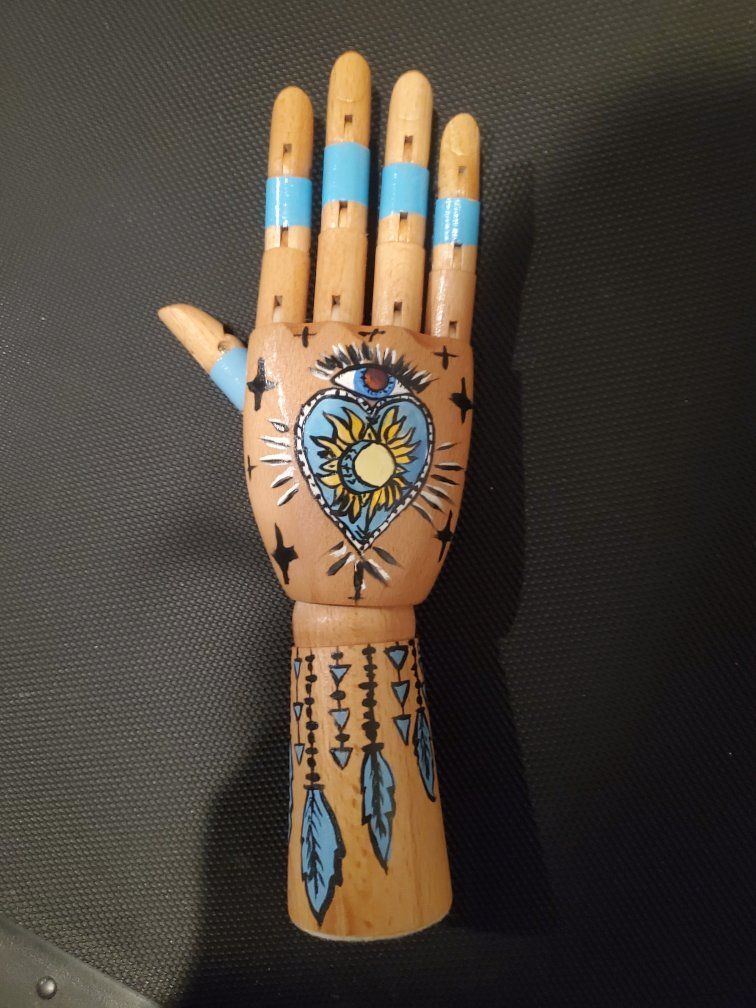 Hand-Painted Wooden Articulated Hand Mannequin Figurine