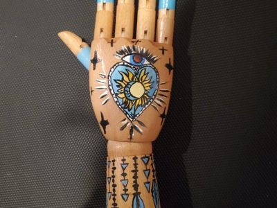 Hand-Painted Wooden Articulated Hand Mannequin Figurine