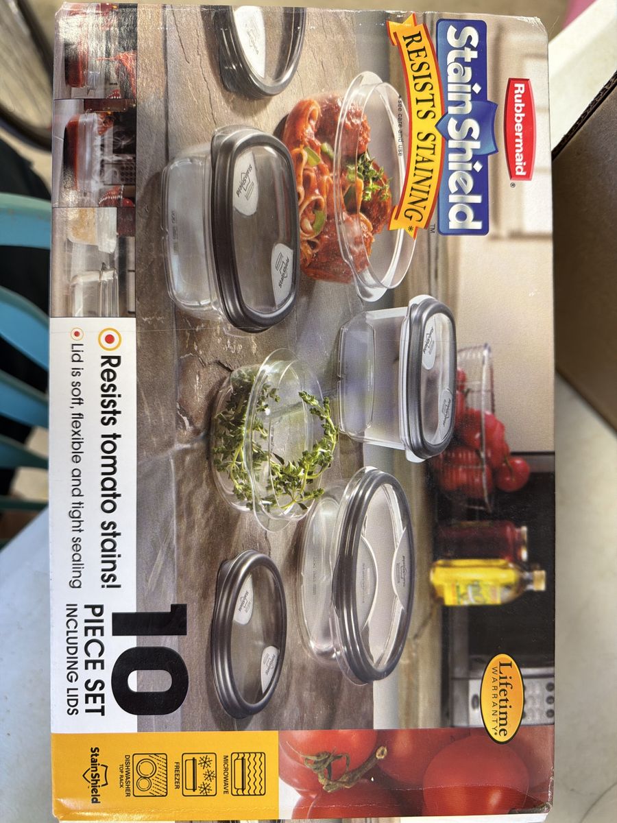 Vintage Rubbermaid StainShield 10-Piece Food Storage Container Set-New in Box