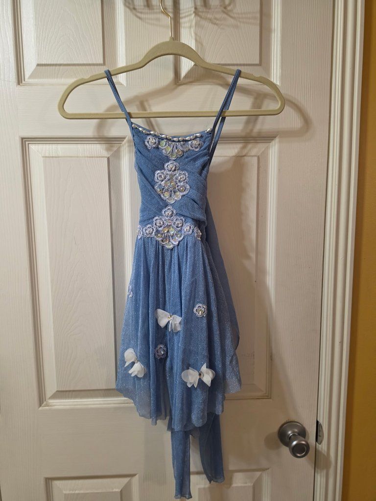 figure skate dress blue with butterflys