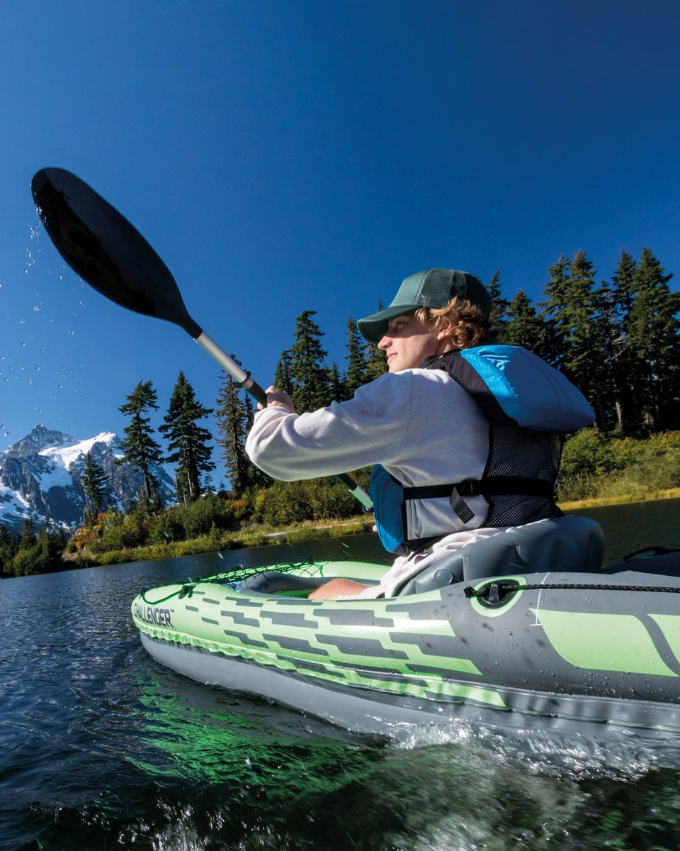 2-Intex Challenger K1 1-Person Inflatable Sit-in Kayak Sets with Paddle & Pump, 9ft 2in Green New