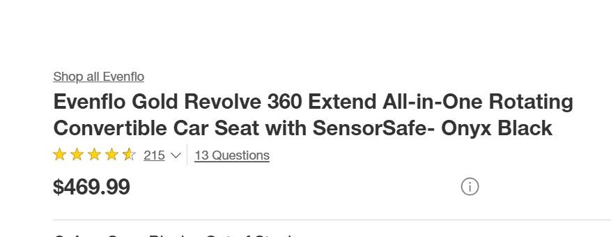 Evenflo Revolve360 Extend All-in-One Rotational Car Seat (Retail: $469)