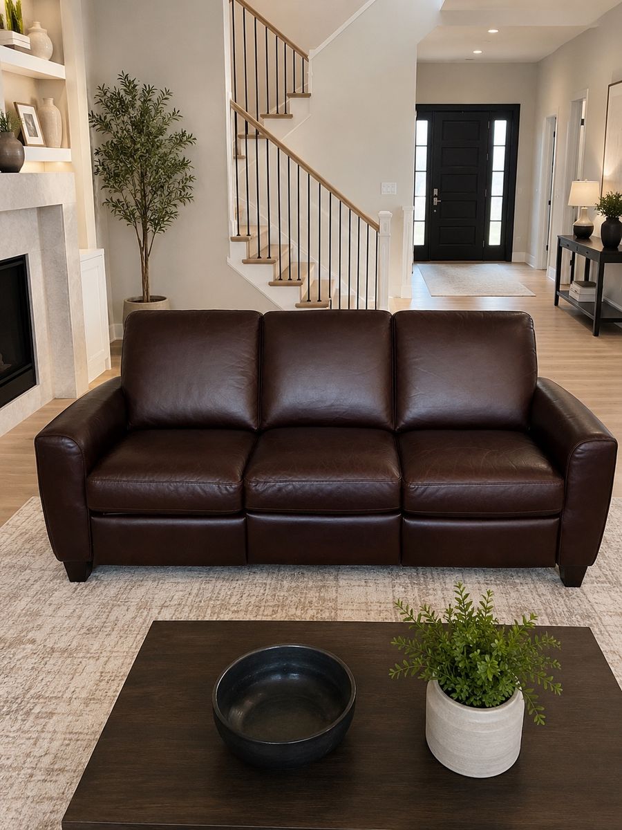 Natuzzi Editions Genuine Italian Leather Reclining Sofa – Excellent Condition