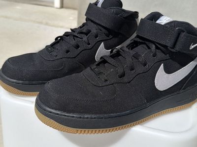 Nike Air Force 1 Mid Black Canvas Sneakers Gum Sole Size 9.5 - Custom made