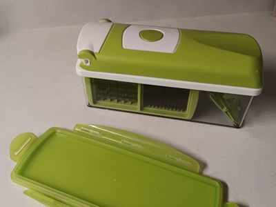Multi-function Vegetable Chopper with Interchangeable Blades & Grater - Green Kitchen Tool