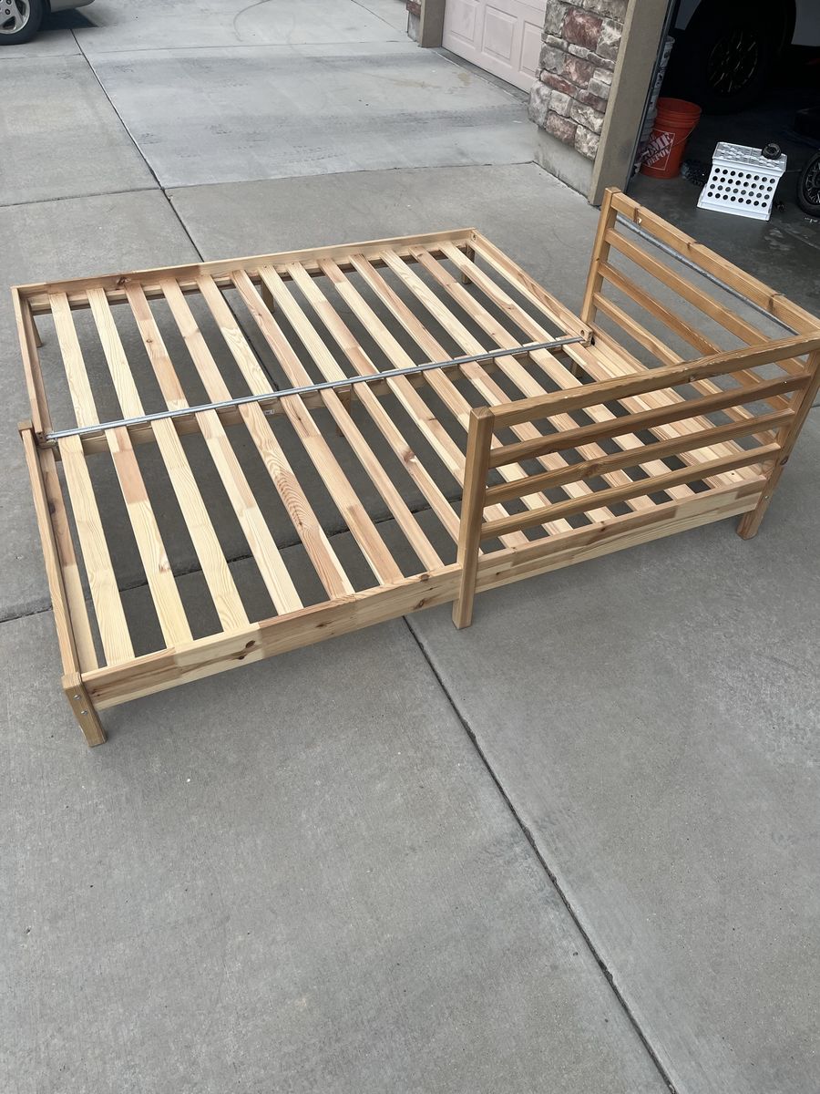 Wood twin to king bed frame