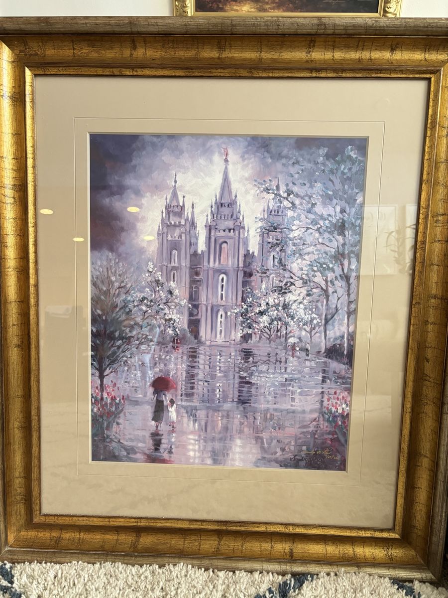 Sandra B. Rast Framed & Matted LDS Temple Art Gold Frame, Large Wall Art