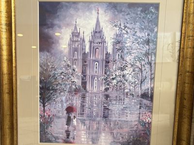 Sandra B. Rast Framed & Matted LDS Temple Art Gold Frame, Large Wall Art