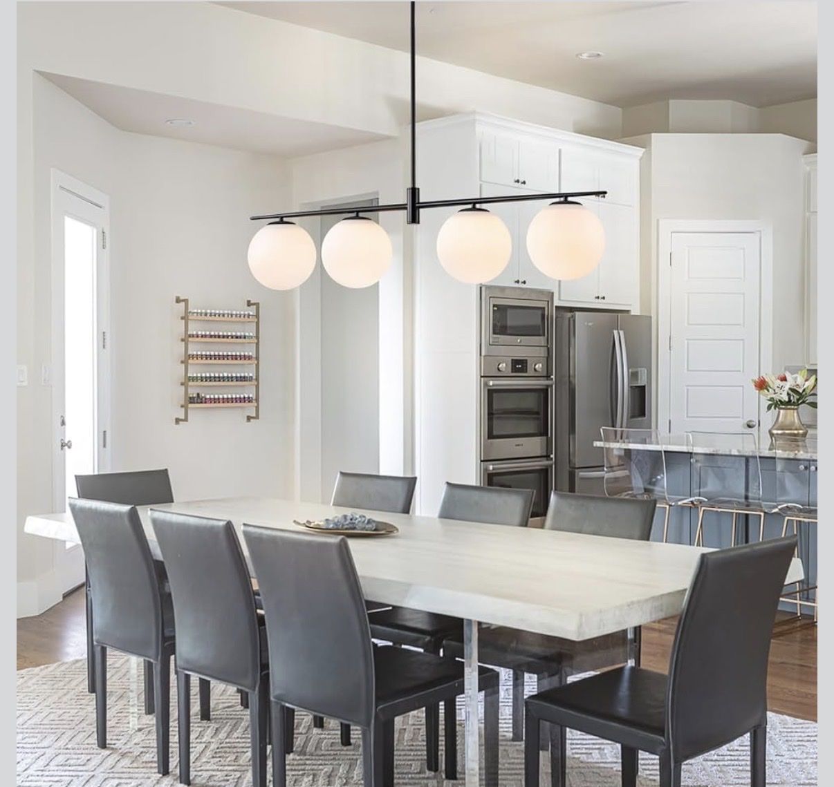 Milk Glass Globe Large Modern Chandelier