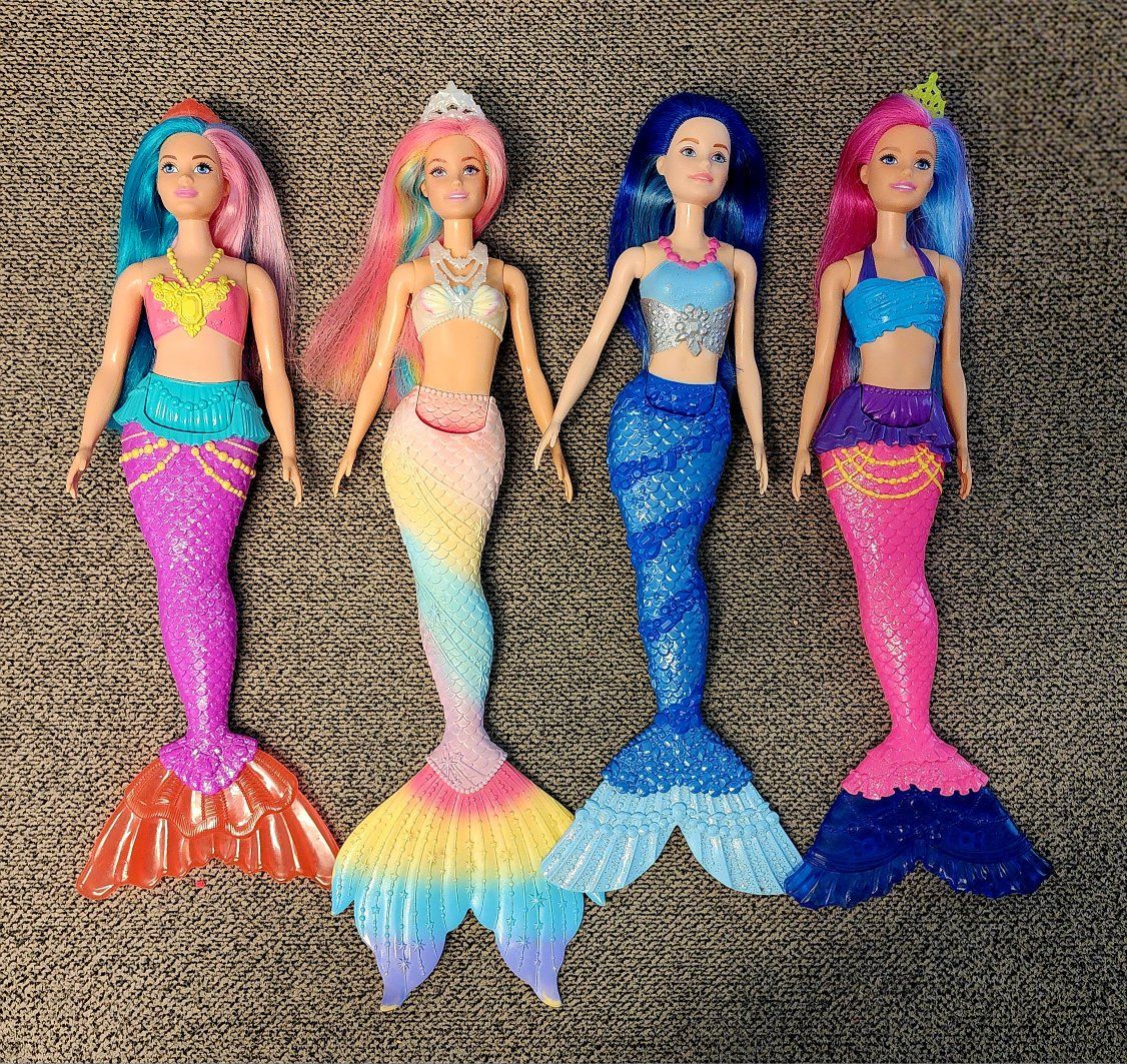 Barbie Mermaid Dolls - Set of 4 with Colorful Hair and Scale Tails